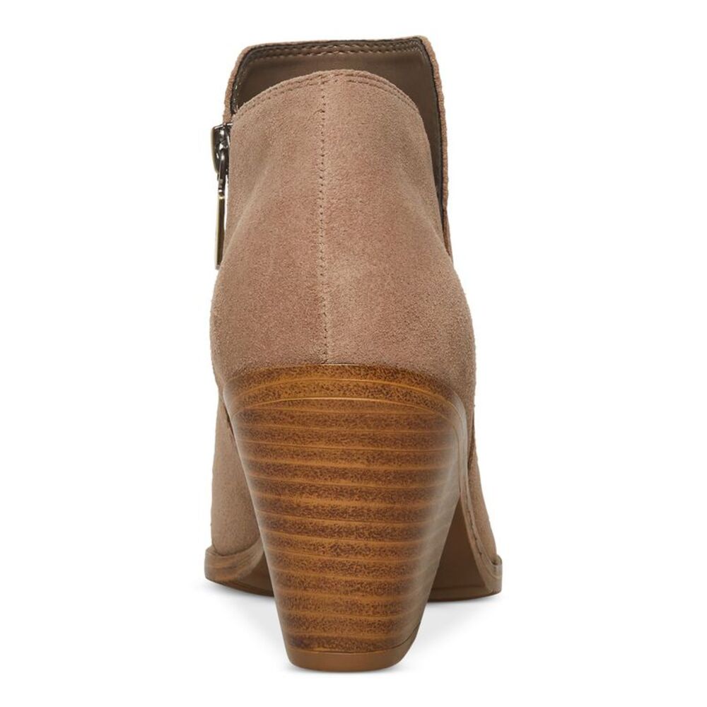 AQUA COLLEGE Womens Beige Nellie Pointed Toe Stacked Heel Leather Booties 8.5 M - Picture 3 of 4